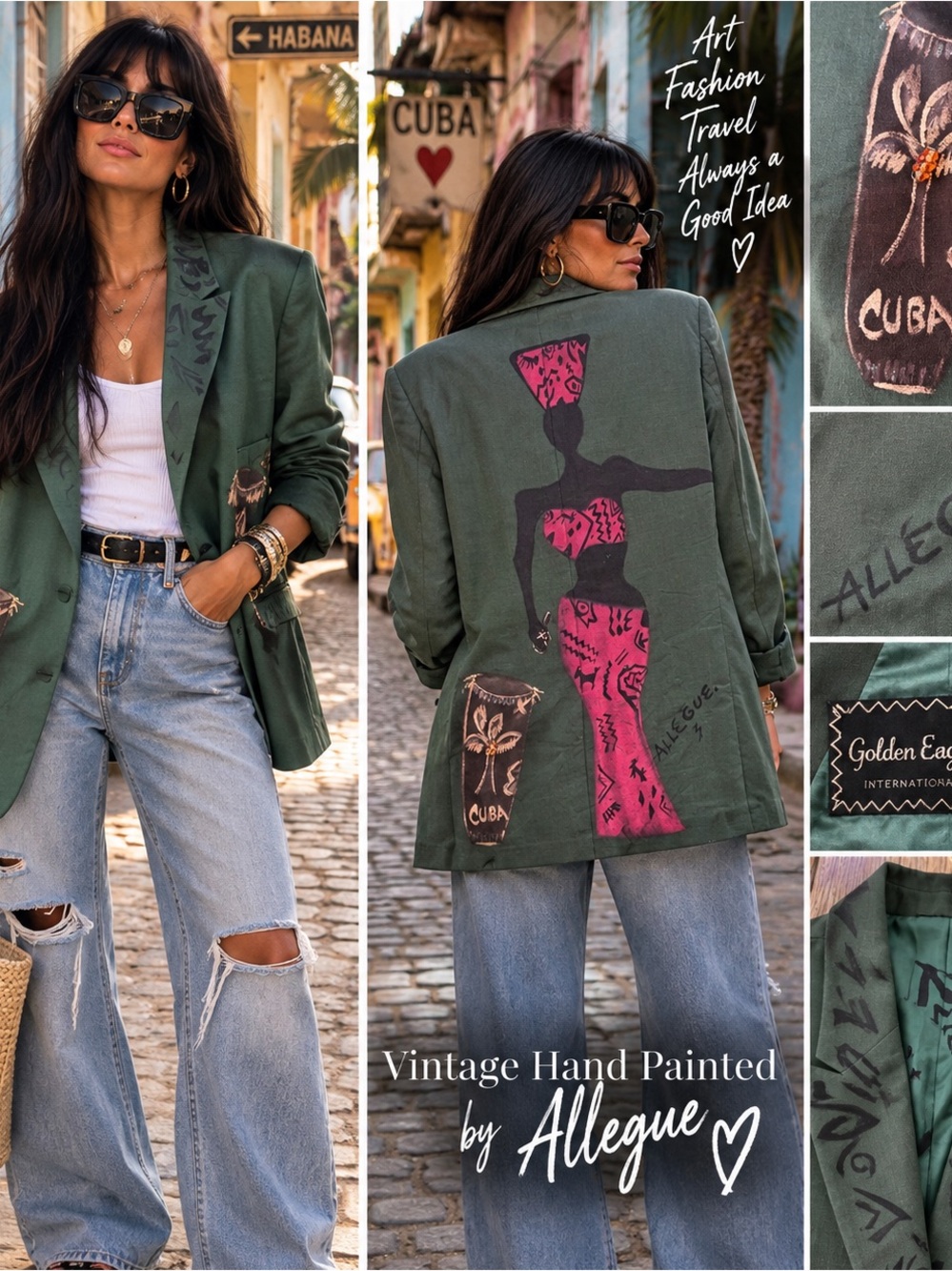 1984 Greenwich Village-Painted Allegue Menswear Blazer Cuba 🇨🇺 inspired. !